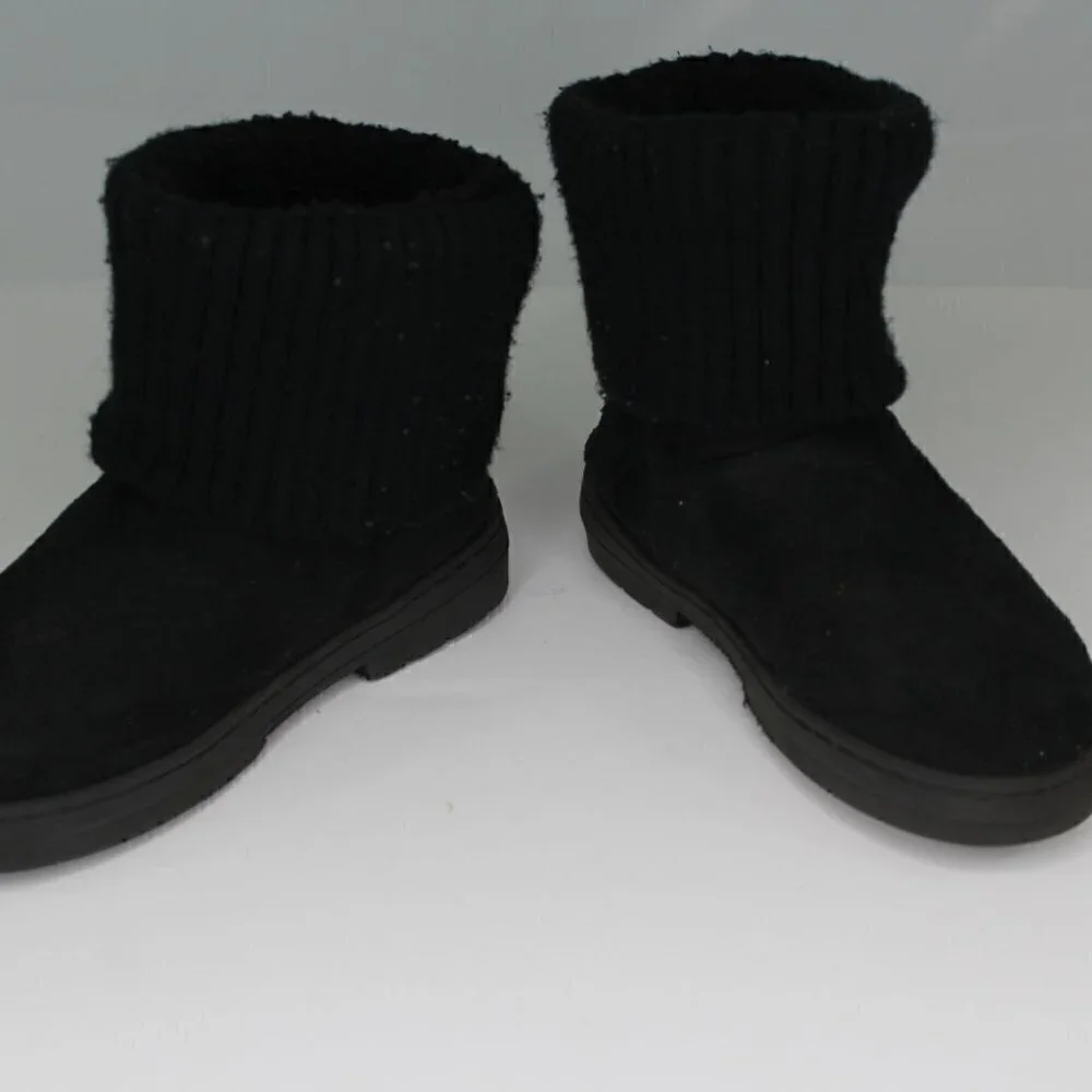 Bebe Girl Sweater Cuff Boots Size 3 Youth Black